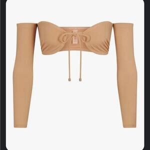 skims recycled swim long sleeve bikini top‎ almond
